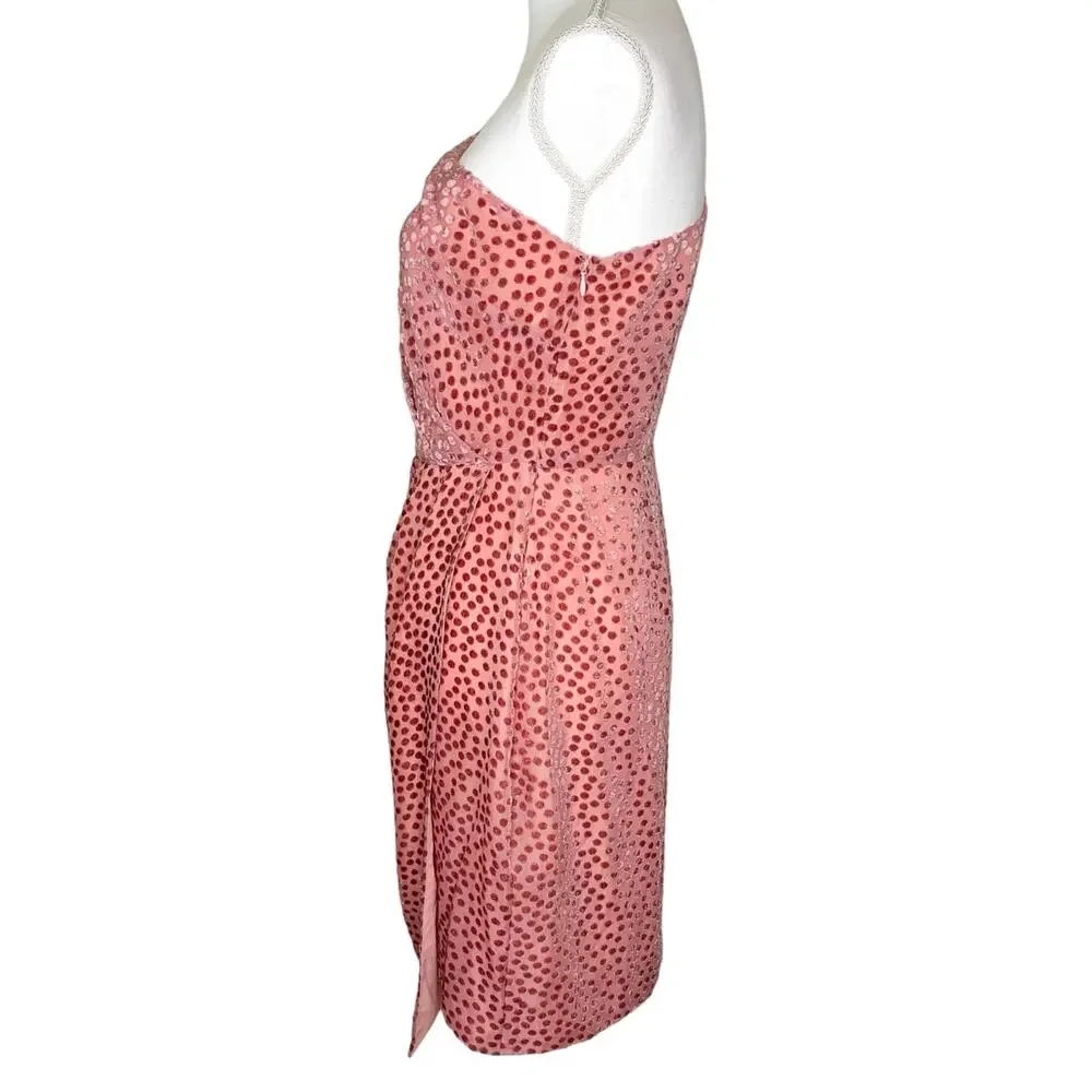 Shoshanna Zadie Rose Pink Velvet One Shoulder Cocktail Mini Dress Size 4 NWT